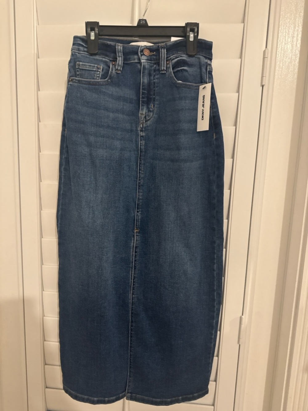 DKNY Jeans Denim Midi Skirt Dekalb Wash Size 25